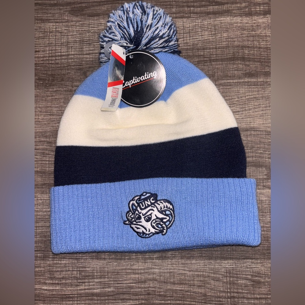 UNC Tar Heels Knit Beanie w/ Pom | Dual Logo | NWT